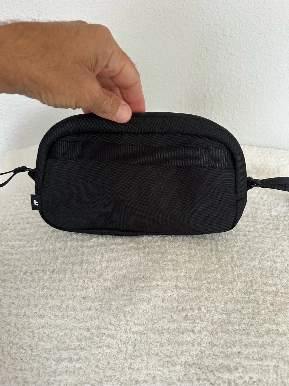 tomtoc Black Men's Toiletry Pouch with Carry Strap